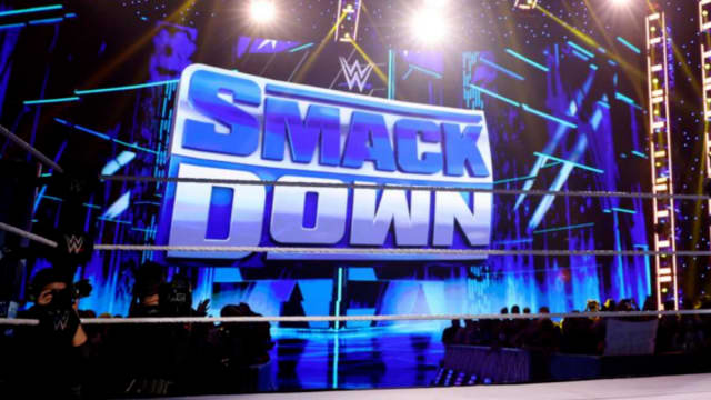The ring and LED set for an episode of WWE SmackDown on Friday night.